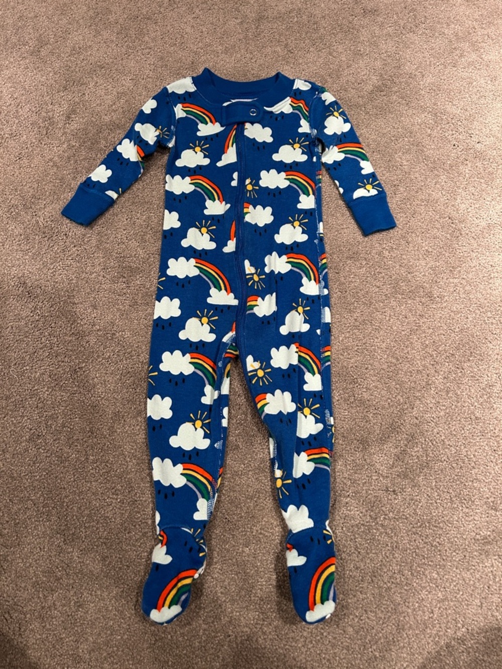 Hanna Andersson Royal Blue Rainbow & Cloud Footed Pajamas